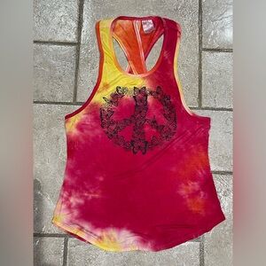 No Boundaries Red Pink Yellow Sleeveless Crop Tank Top